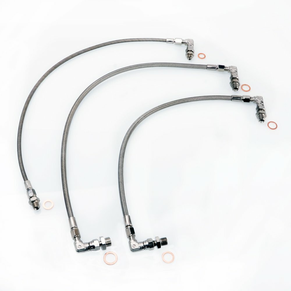 Fits High Mount GT-R RB26DETT w/ Single Garrett GT3582R Oil & Water Line Kit