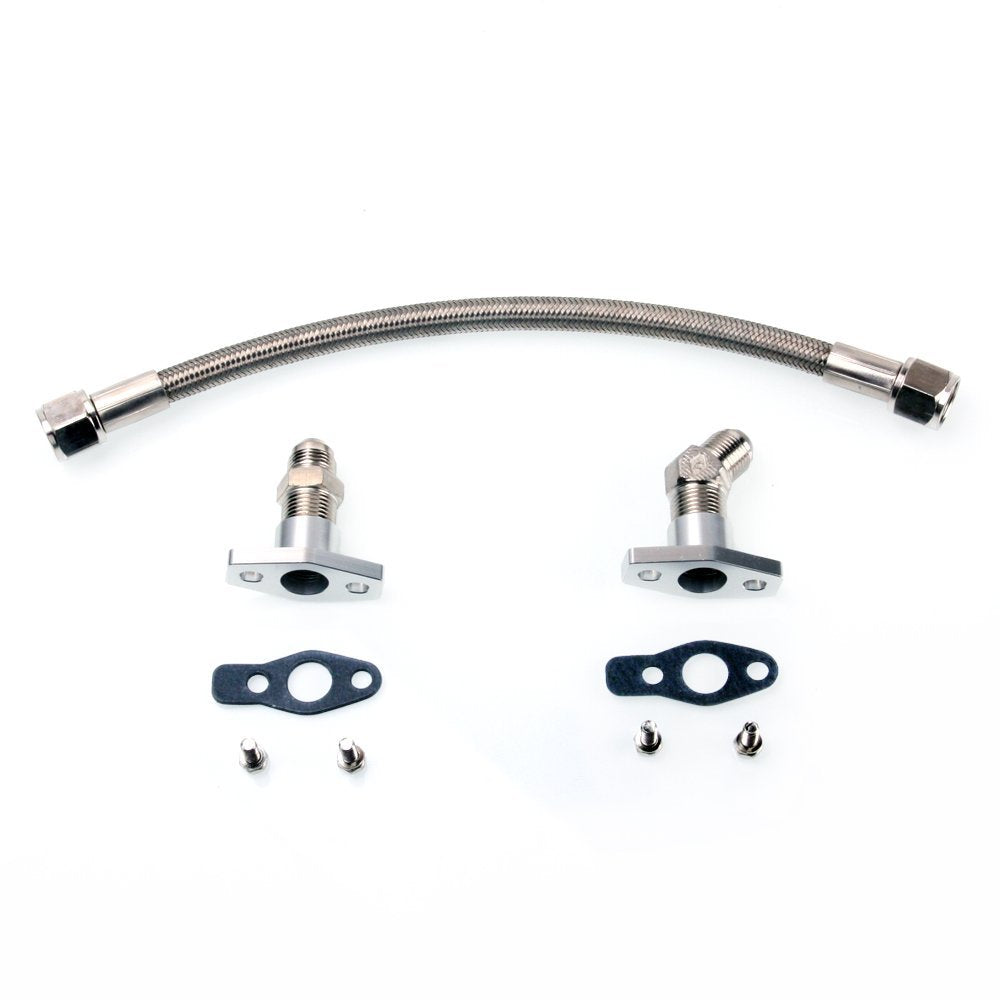 TRITDT Fits Mitsubishi TD04 T005 TD06 Oil Drain Line Kit M6 38mm Flange / 10AN
