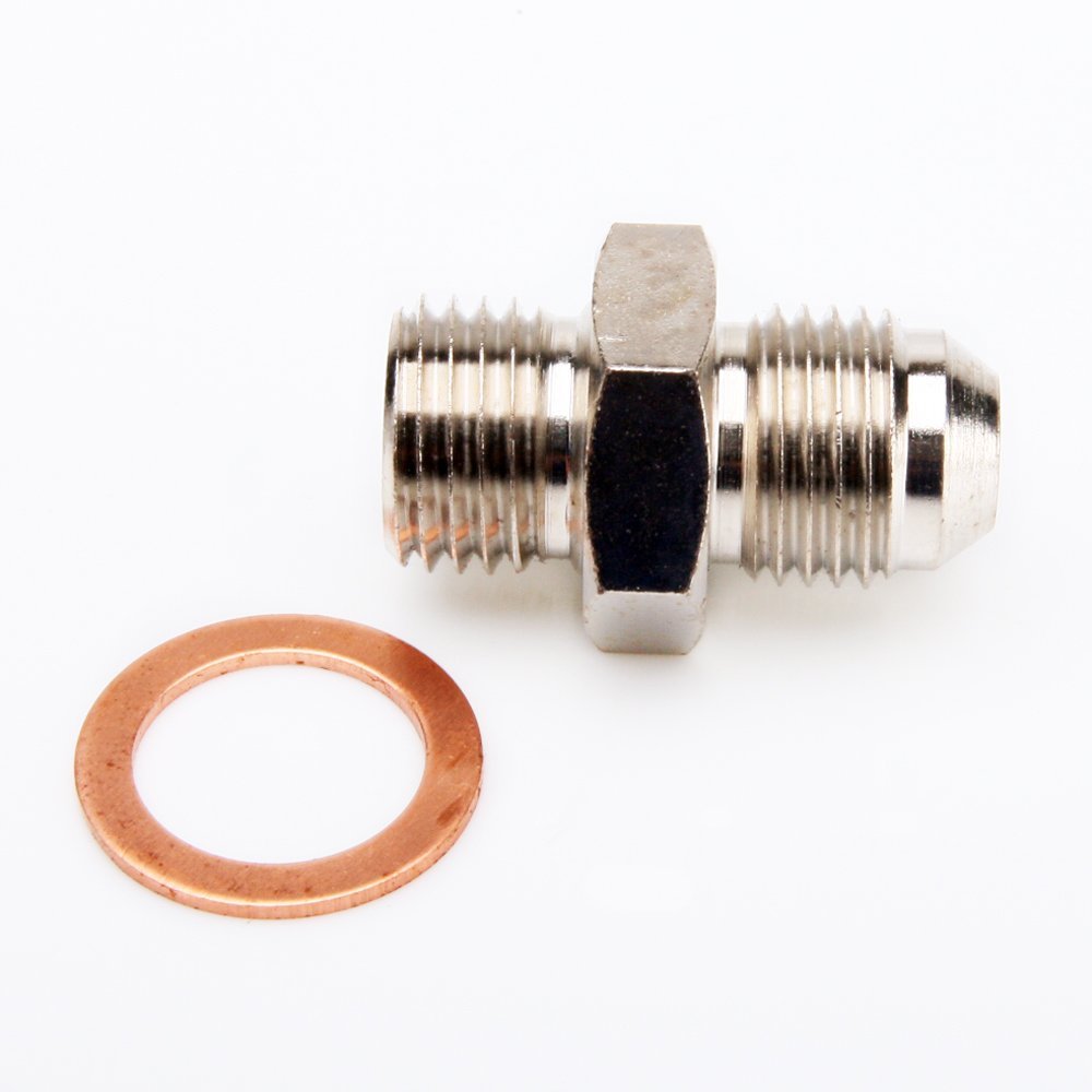 Fits 4G63T VR4 EVO 1~10 Turbo Oil Feed Block Side Adapter Kit M10x1.25mm to 4AN