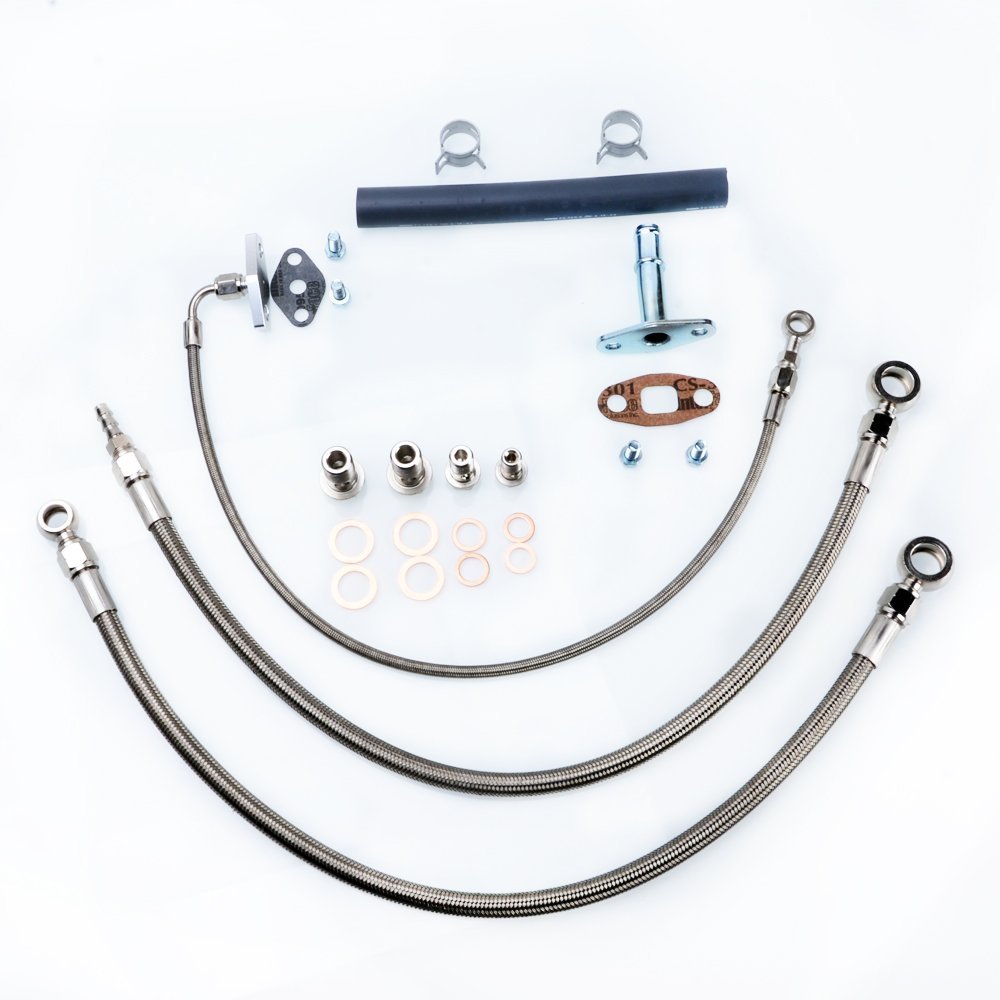 TRITDT Fits RB20DET RB25DET w/ Garrett T04B T04E Oil & Water Line Kit 18mm