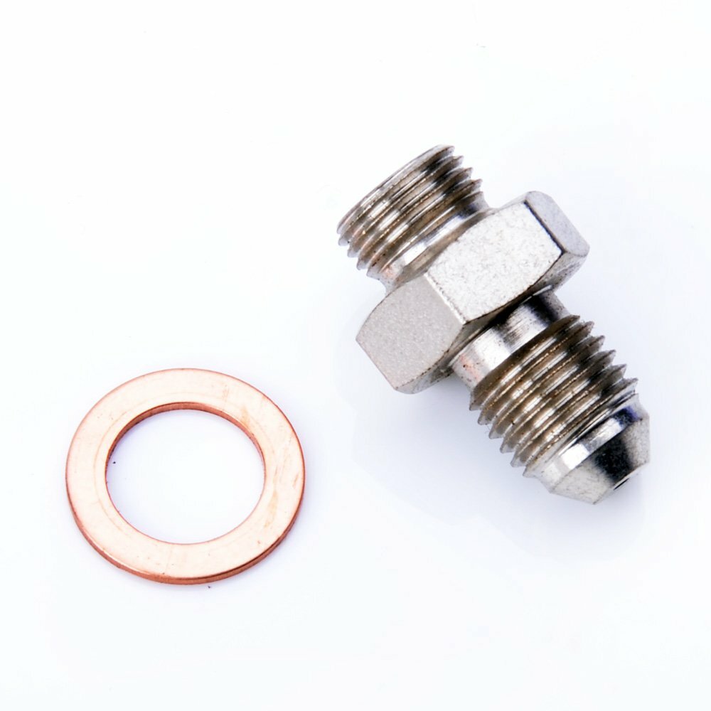 Fits T25 T28 T30 GT35 Oil Feed Adapter Kit 7/16"-24 to 4AN w/ 1.5mm Restrictor