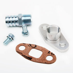 Fits Garrett T3 T4 T04B T04E Turbo Oil Return Flange Kit w/ Straight Barb 3/4"