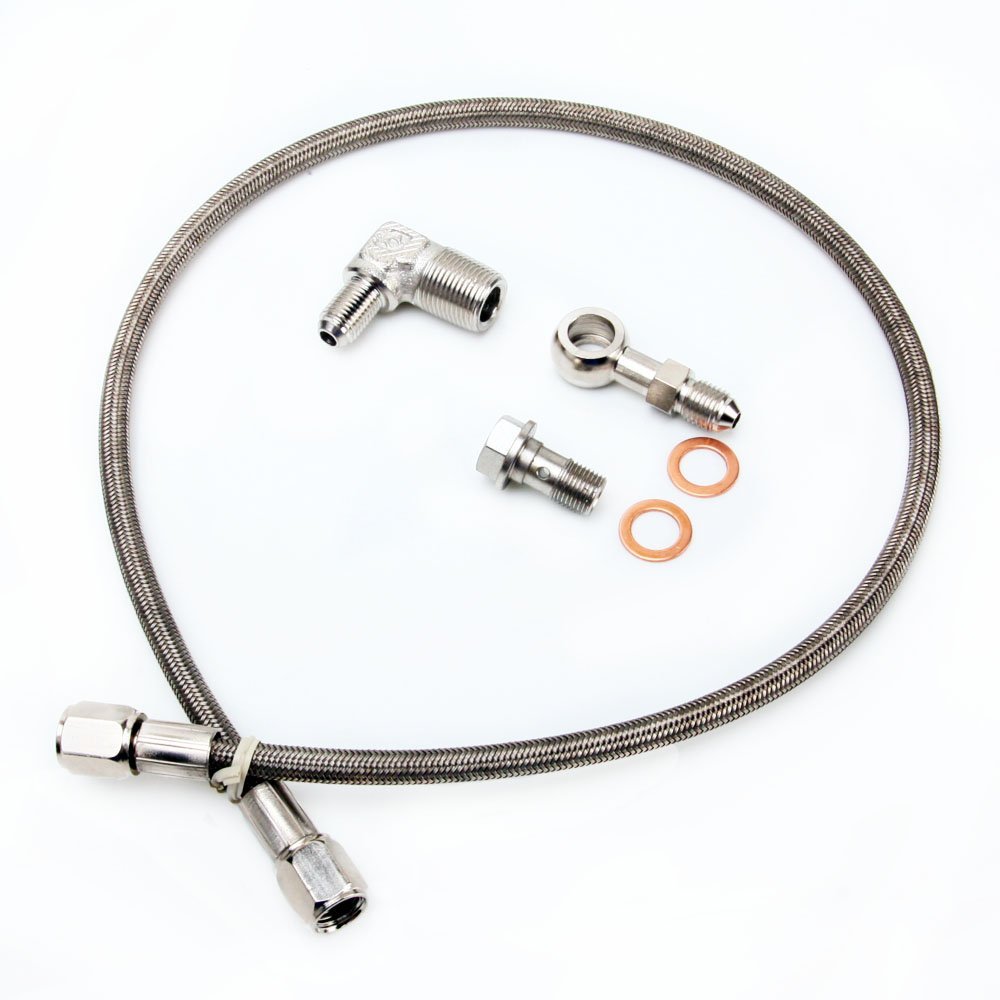 TRITDT Fits 4G63T EVO DSM Garrett B.B. Oil Feed Line Kit Oil Filter to Turbo