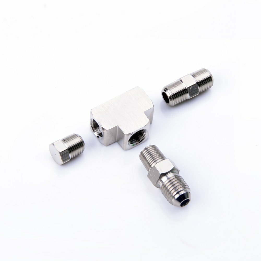 TRITDT Turbo Adapter Tee Fitting 1/8NPT to 4AN Block Oil Feed Pressure Sensor