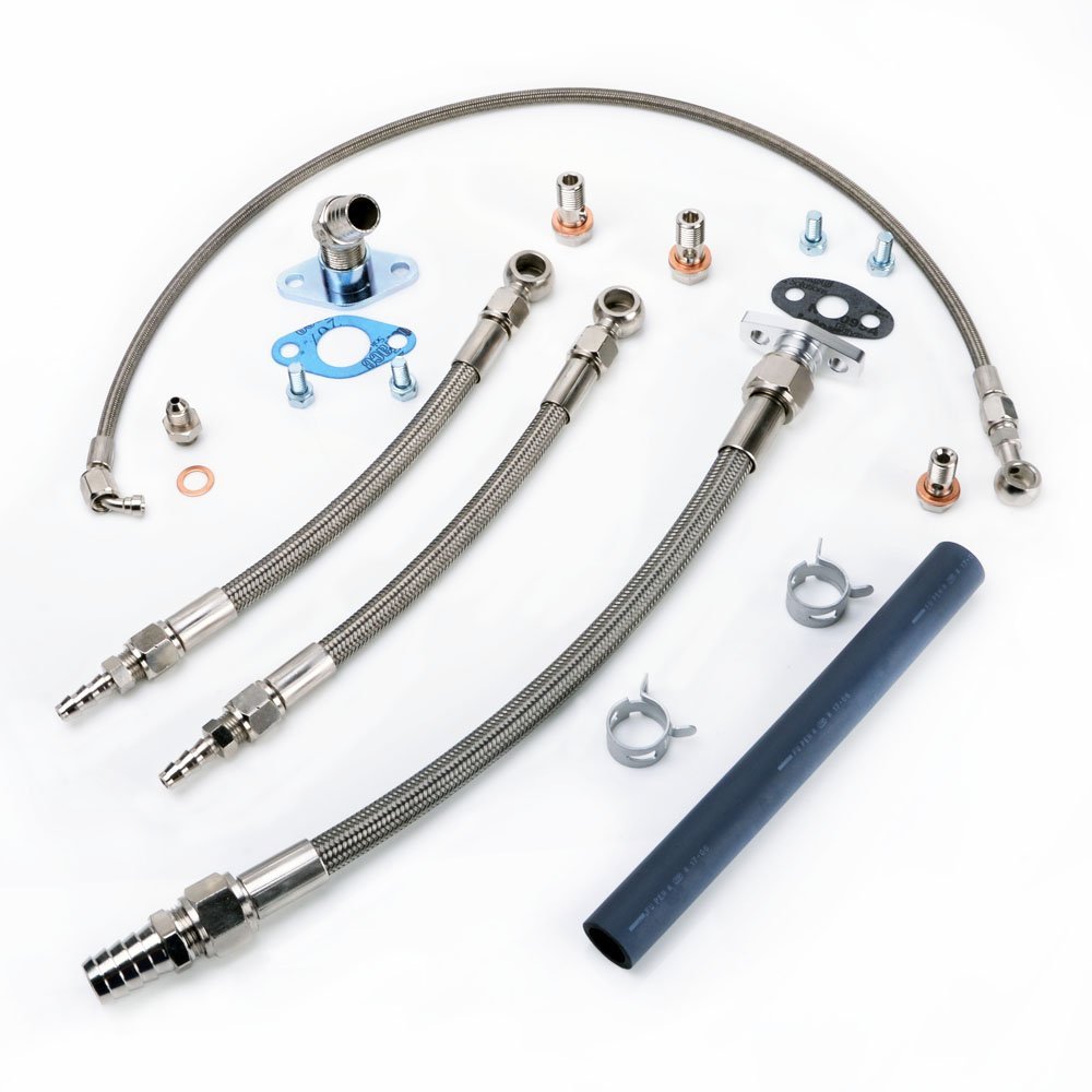 Fits TOYOTA 1JZ-GTE 2JZ-GTE w/ Garrett GT3582R GTX3582R Oil and Water Line Kit