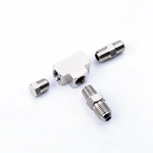 TRITDT 1/8NPT to 4AN Turbo Adapter Tee Fitting w/ Block Oil Feed Pressure Sensor