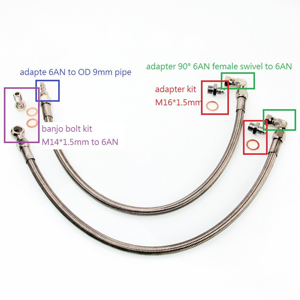 TRITDT Fits NISSAN Skyline RB20DET Stock Turbo Water Line Kit 6AN M16x1.5mm