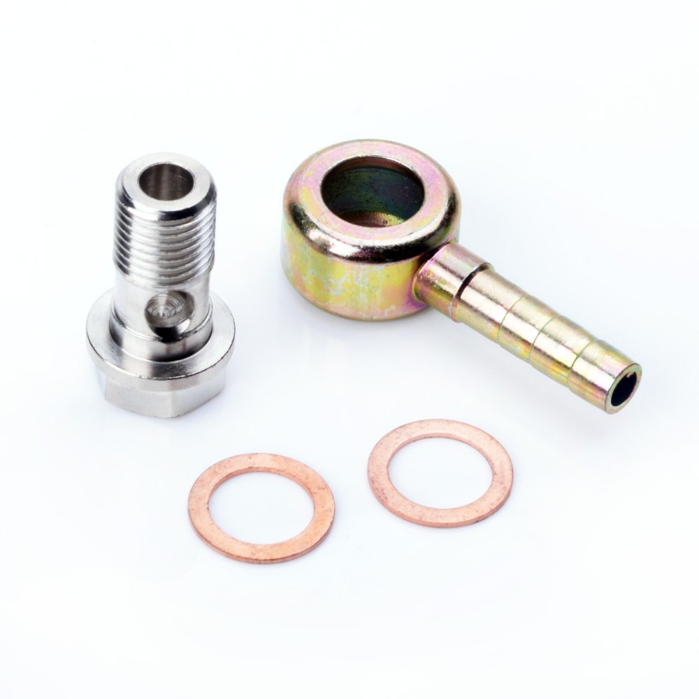 TRITDT M14x1.5mm to 8mm (5/16") Hose Fitting Barb Turbo Bolt and Water Pipe Kit