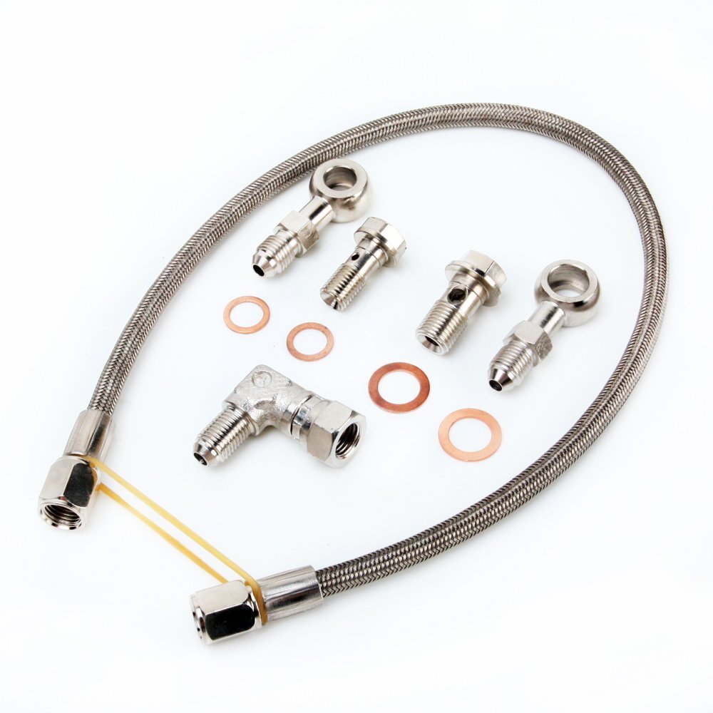 TRITDT M10x1.25mm / M12x1.25mm / 50cm 4AN Line Turbo Oil Feed Line Kit