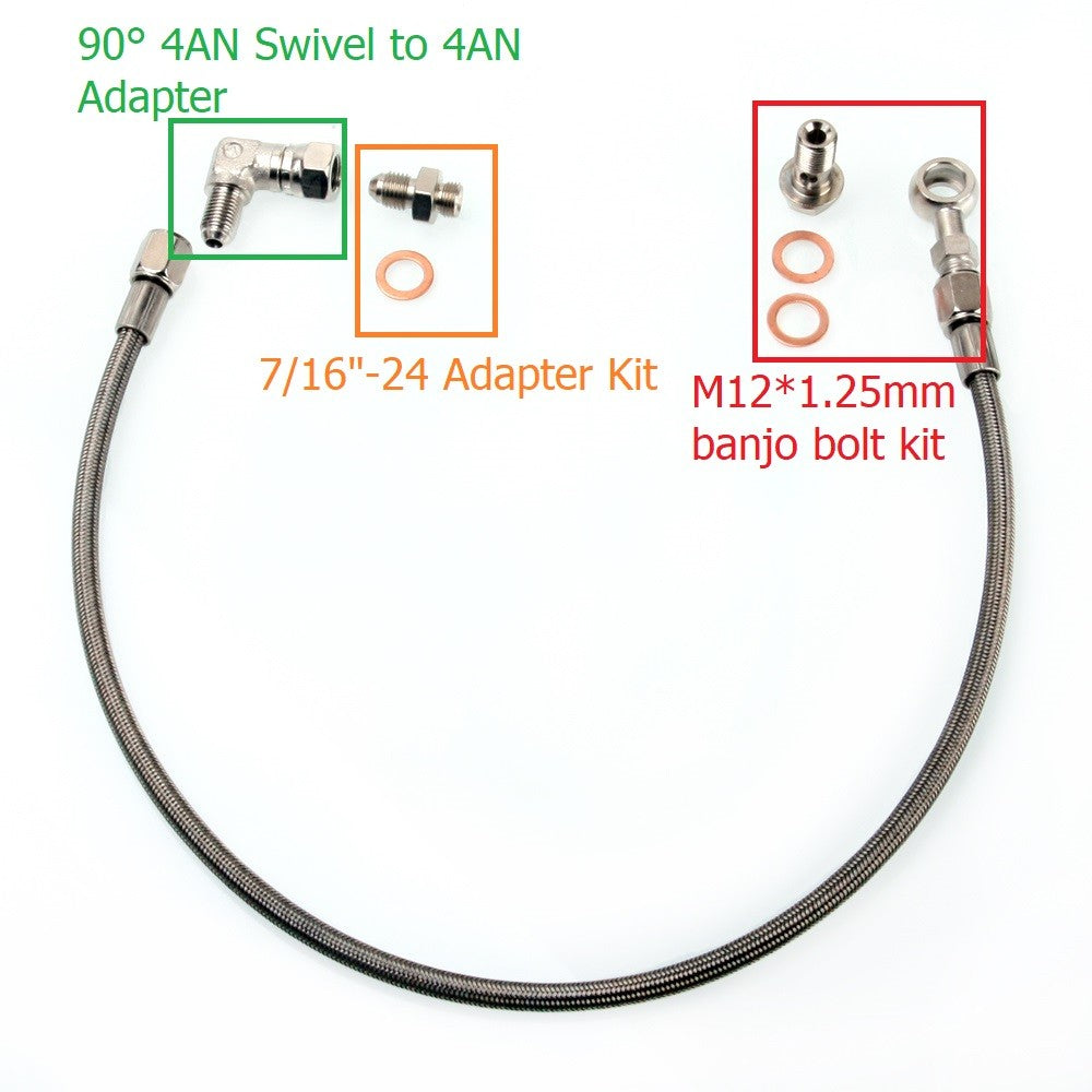 TRITDT Oil Feed Line Kit for RB20DET RB25DET w/ Garrett GT3076R GT3582R T04Z