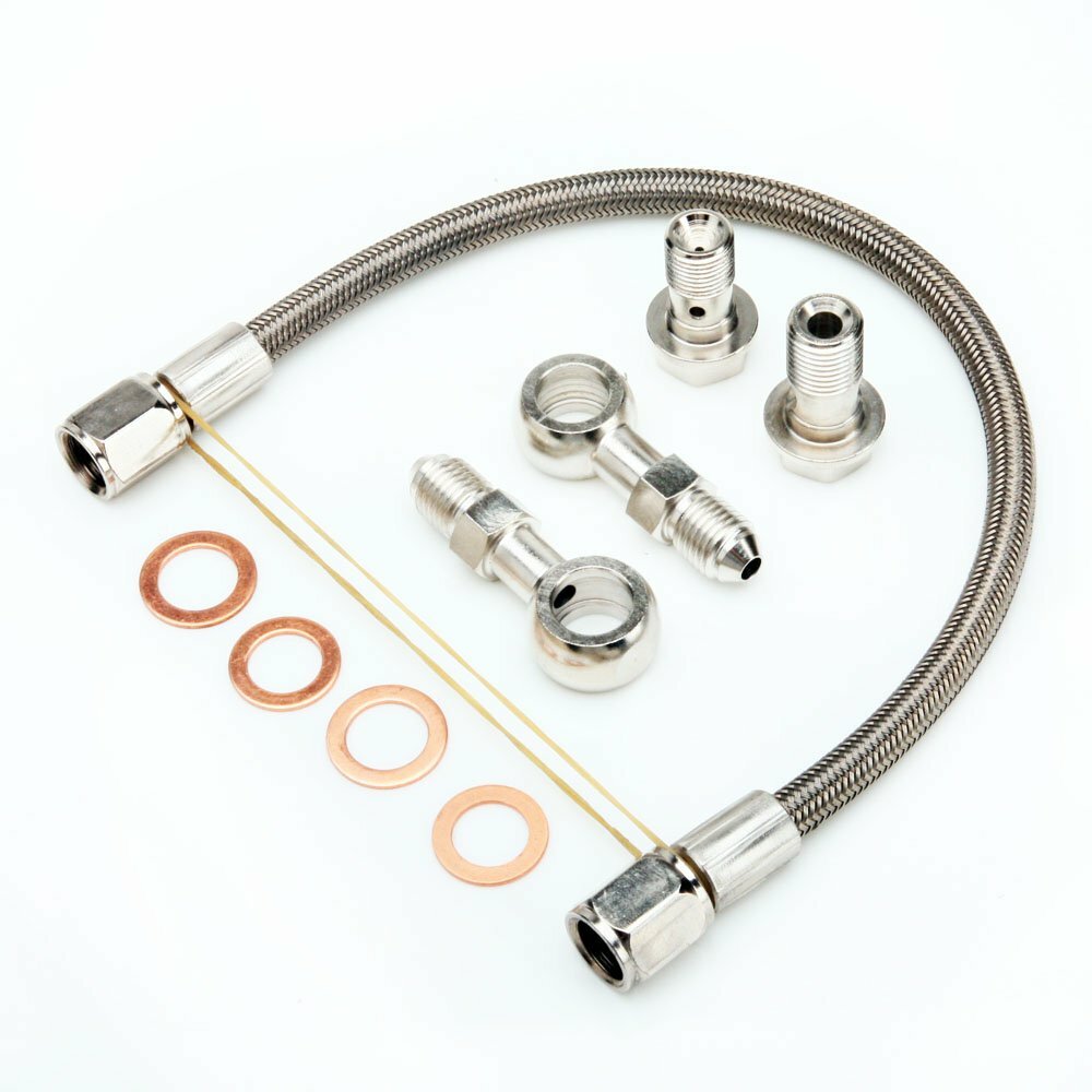 TRITDT Fits S13 S14 SR20DET GTiR G20 w/ Factory T25 Oil Feed Line Kit 1.5mm Hole