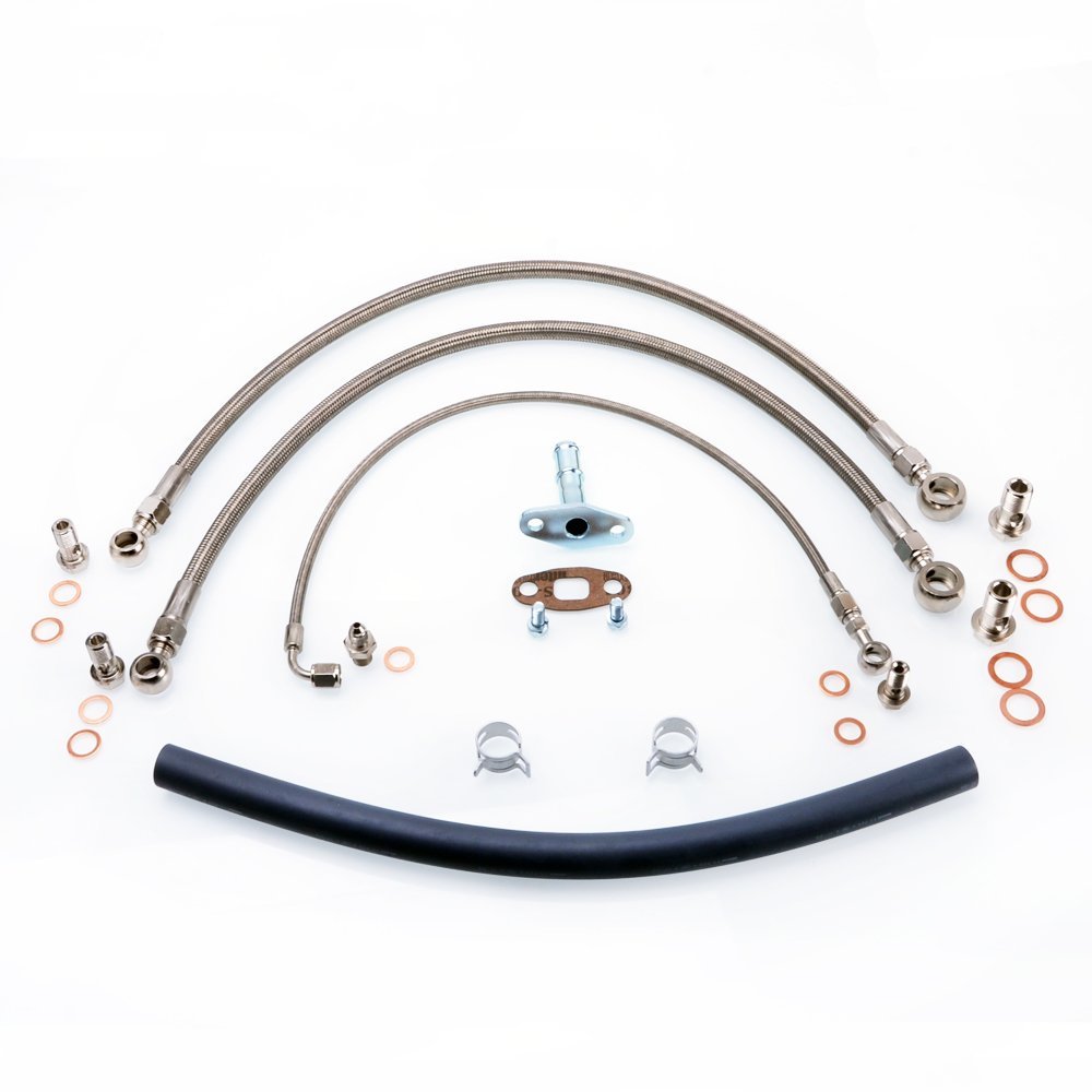 TRITDT Fits S14 S15 SR20DET W/ RB25DET T3 Turbo Top Mount Oil and Water Line Kit