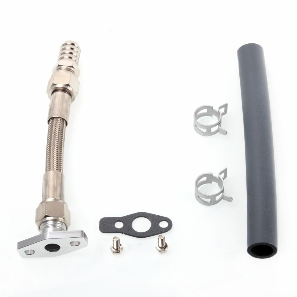 TRITDT Fits Garrett GT25 GT28 Turbo Oil Drain Line Kit Bolt M8 Flange 38mm