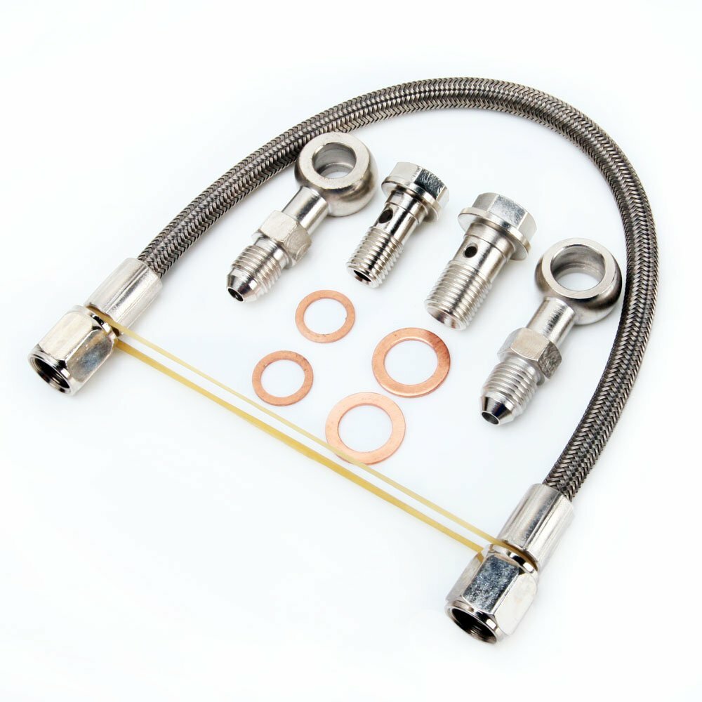 TRITDT Oil Feed Line fits 4G63T MHI EVO 4~9 w/ Garrett GT30R GT35R Ball Bearing