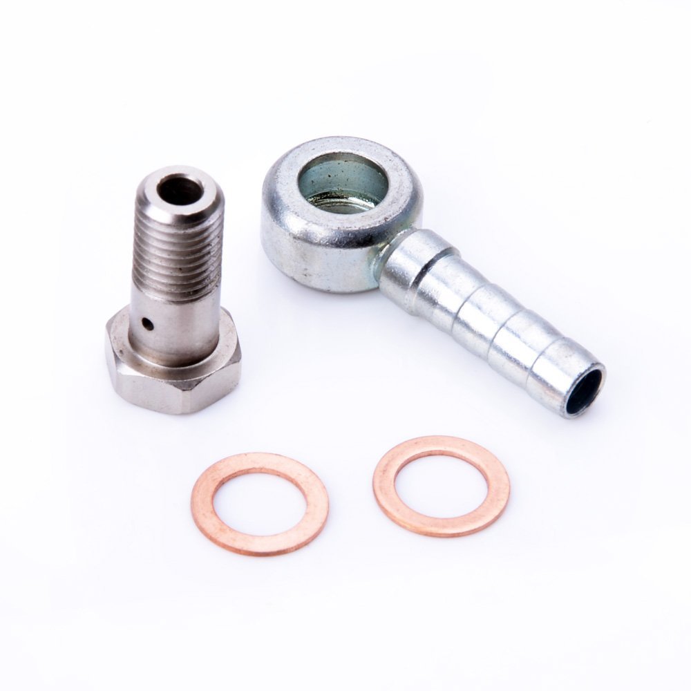 TRITDT M12x1.5mm to 3/8" Barb Turbo Bolt & Water Pipe Kit