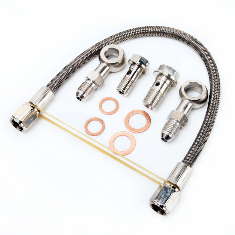 Fits 4G63T Mitsubishi EVO 4~9 w/ Garrett GT30R GT35R B.B Turbo Oil Feed Line Kit