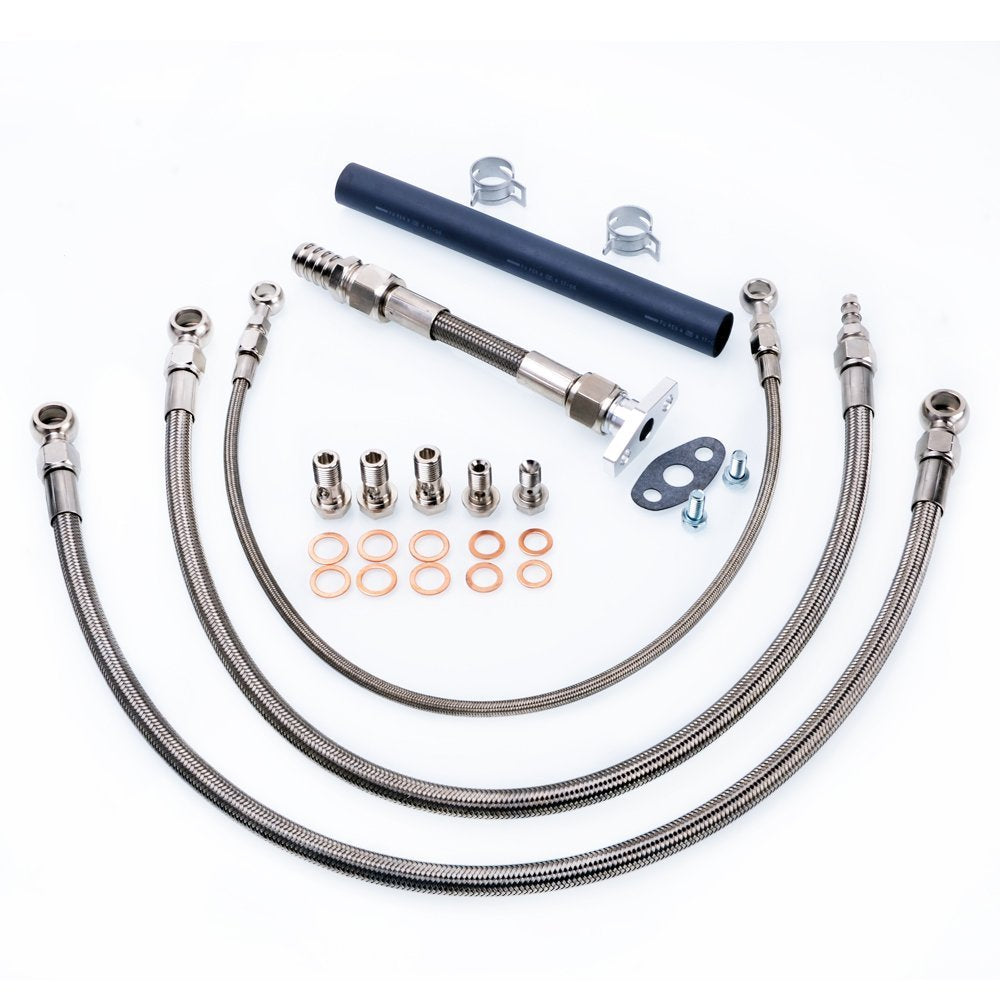 Fits RB20DET RB25DET w/ GT3076R GT3582R B.B. Top Mount Oil and Water Line Kit